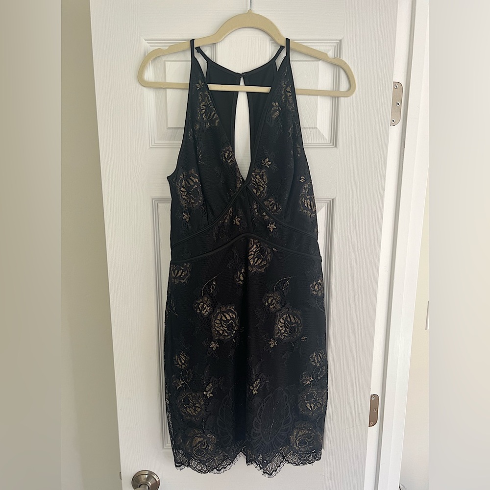 Black and Gold Bebe Cocktail Dress